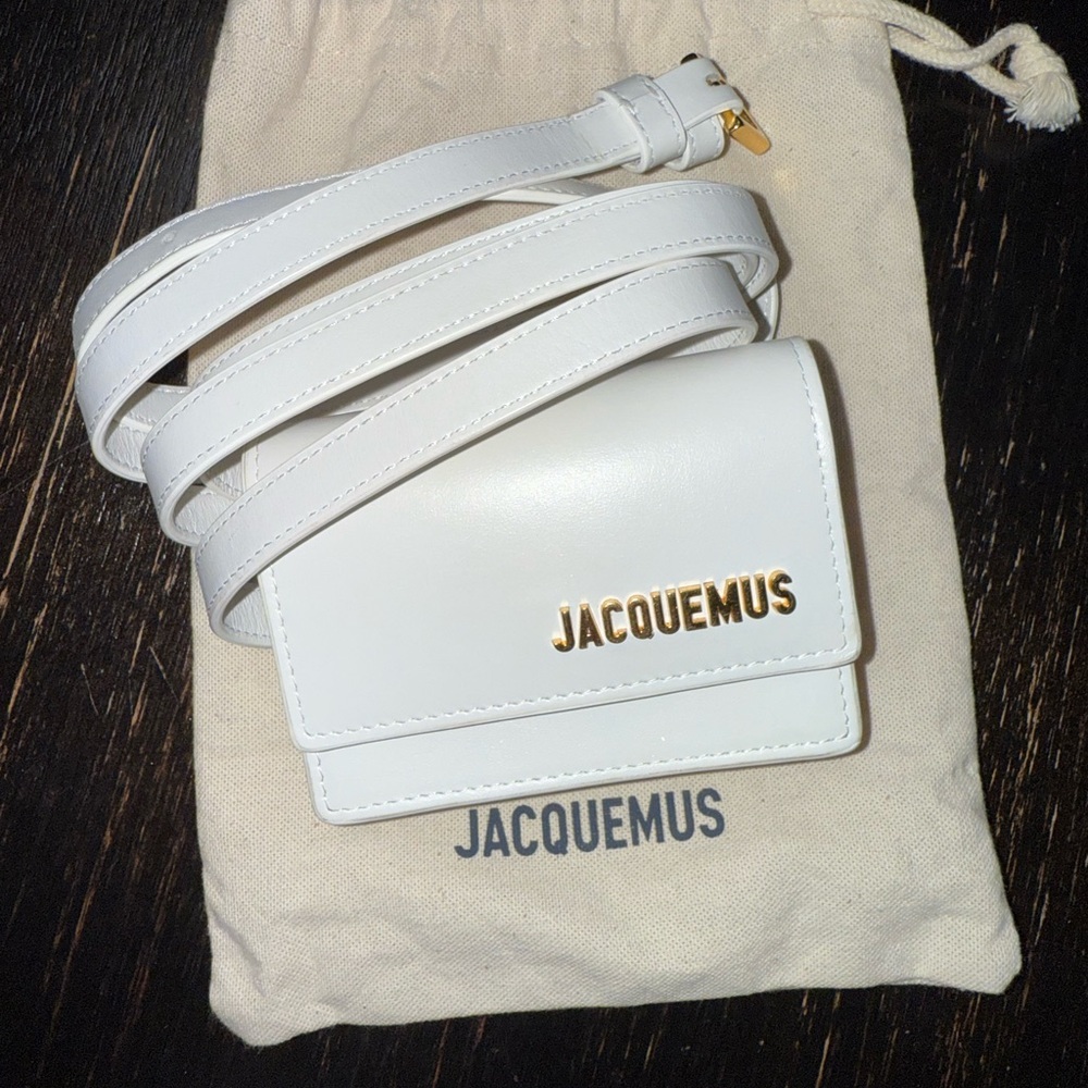 Jacquemus White Leather Mini Bag with Gold Logo